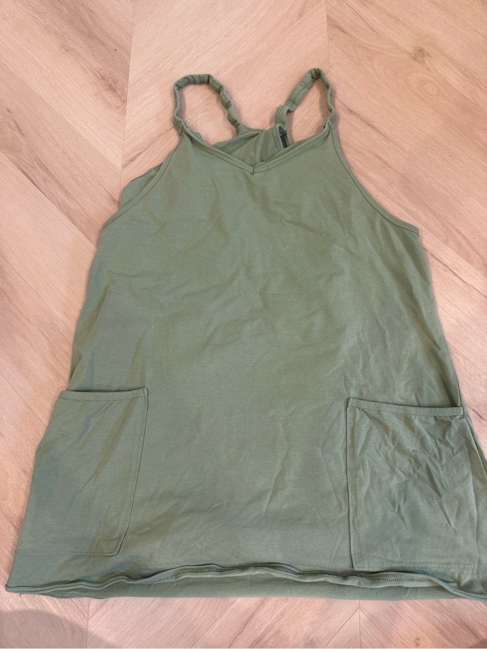 Cotton Olive Green Women's Sleeveless Pocket Tank